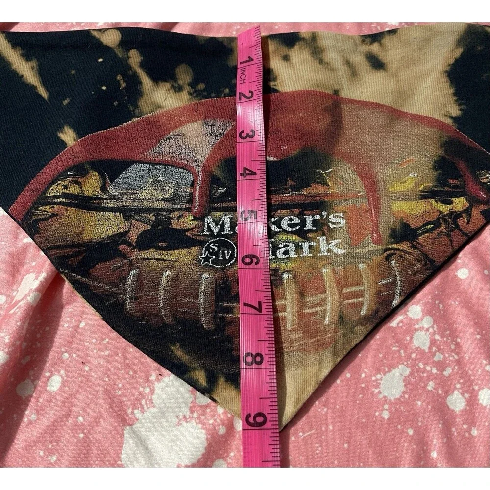 Maker's Mark Bourbon Football Bleach Tie-Dye Tie-On Dog Bandana Upcycled SzM/L